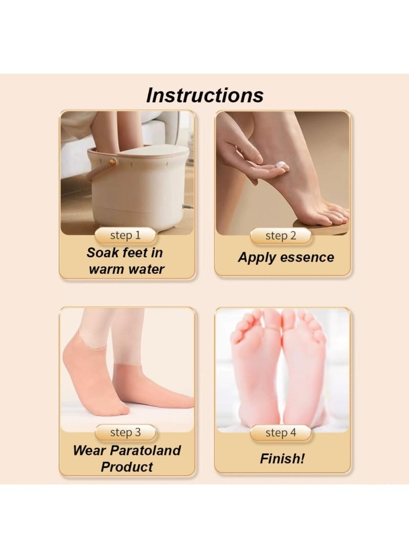 2 Pairs Silicone Socks for Dry Cracked Feet - Silicone Moisturizing Socks for Women - Foot Care Silicone Socks - Spa Gel Socks Foot Care After Pedicure - Image 4